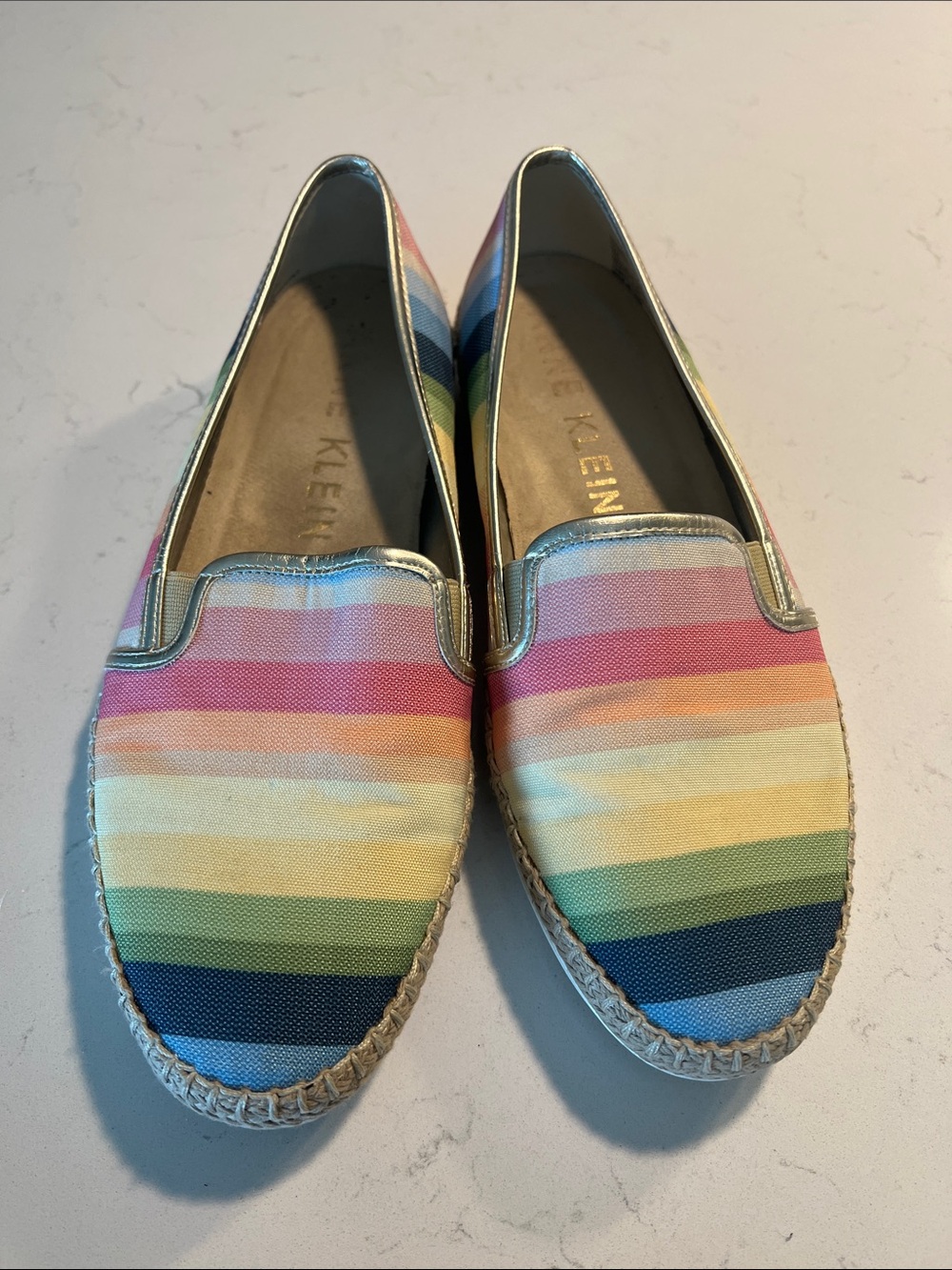 Anne Klein Multicolor Stripe Espadrille Slip-Ons 9